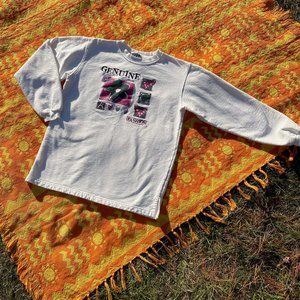 Vintage vtg white floral heart sweater S M L  90s 1990s pink purple white girls